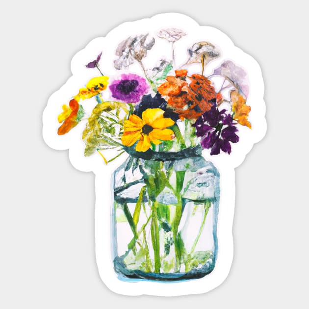 Mason Jar of Wildflowers Sticker by Kaamalauppias